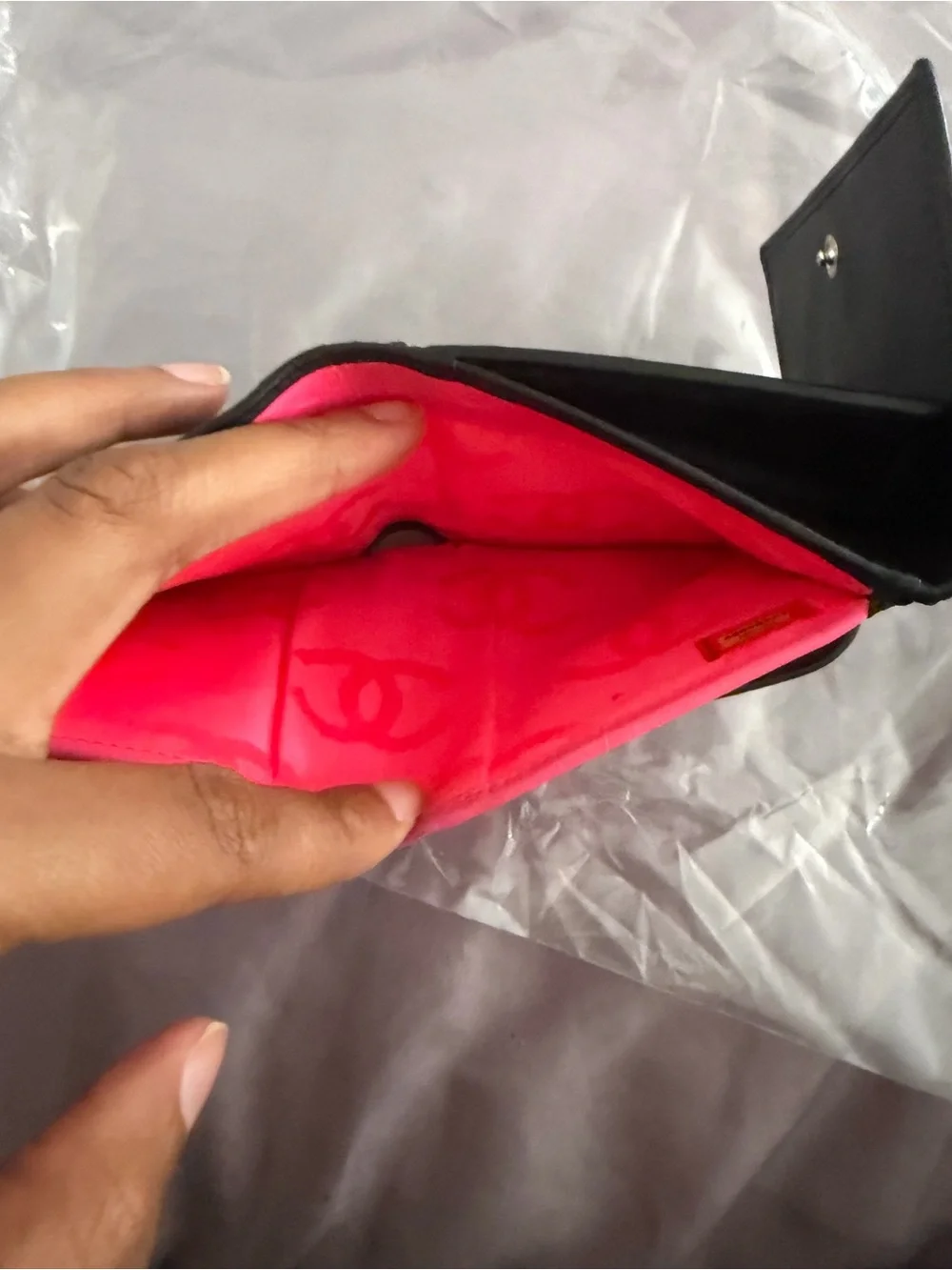 CHANEL Black Quilted cambon Leather Card Holder with CC Emblem